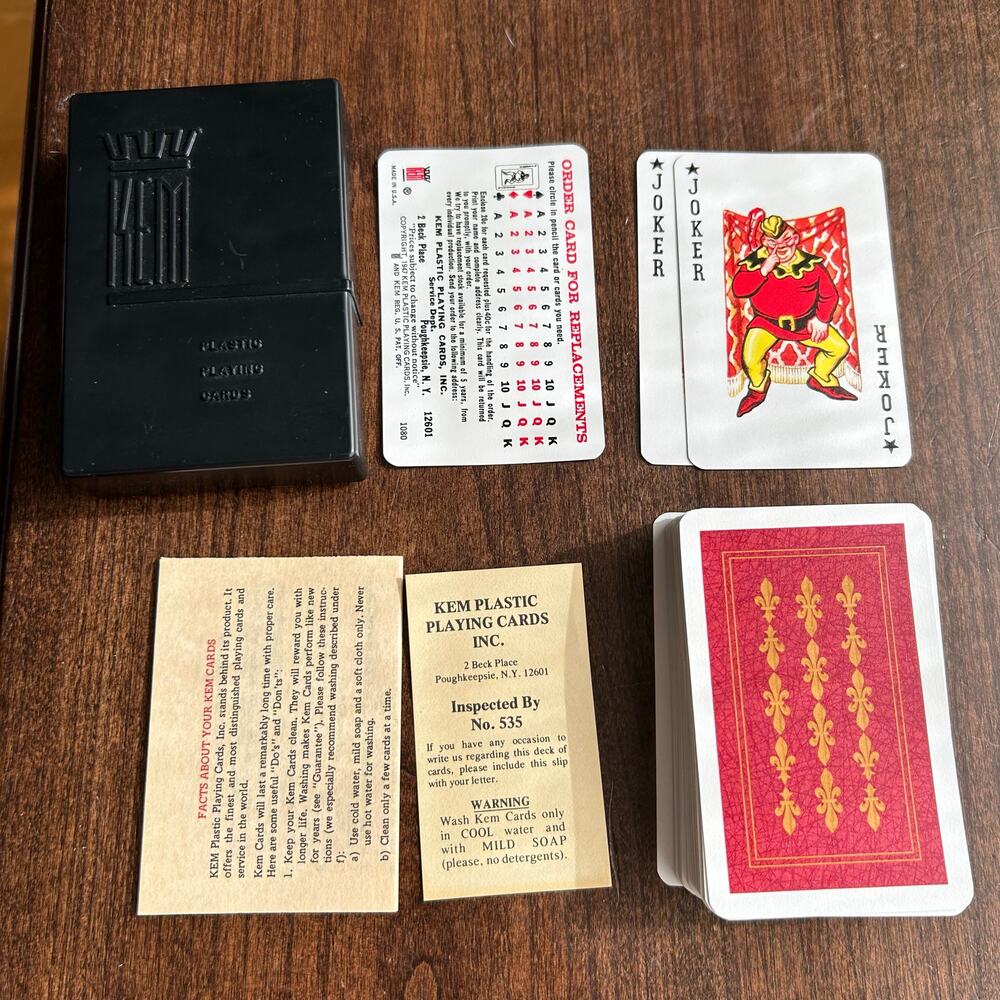 Vintage KEM Plastic Playing Cards – Florence Red with Case (USA)